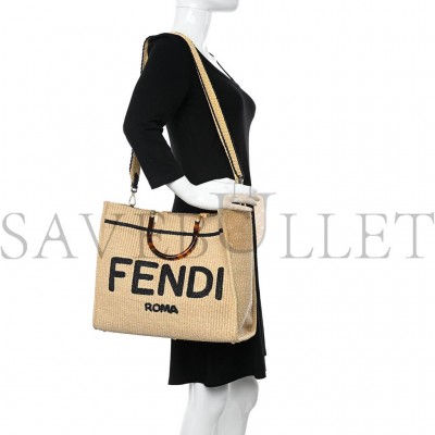 FENDI STRAW VITELLO KING PLEXIGLASS WOVEN MEDIUM FENDI SUNSHINE SHOPPER TOTE NATURAL BLACK (36*32*17cm) FENDI STRAW VITELLO KING PLEXIGLASS WOVEN MEDIUM FENDI SUNSHINE SHOPPER TOTE NATURAL BLACK (36*32*17cm)
