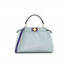 FENDI NAPPA COLORBLOCK MINI PEEKABOO ICONIC SATCHEL POLVERE PURPLE RAIN RUBY (23*17*11cm)