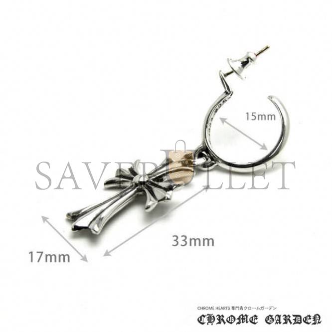 CHROME HEARTS TINY CROSS HOOP EARRING